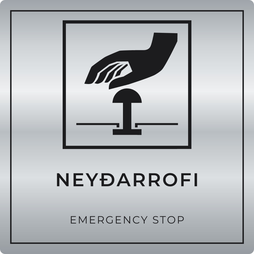 Neyðarrofi - neyðarskilti, silfur