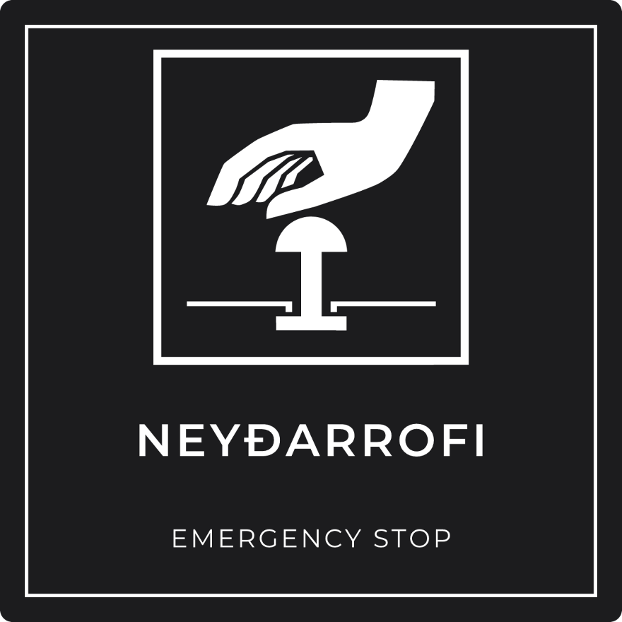 Neyðarrofi - neyðarskilti, svart