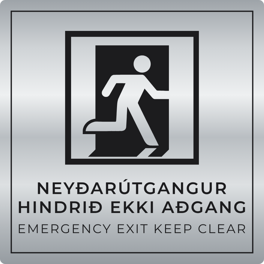 Neyðarútgangur hindrið ekki aðgang - neyðarskilti, silfur