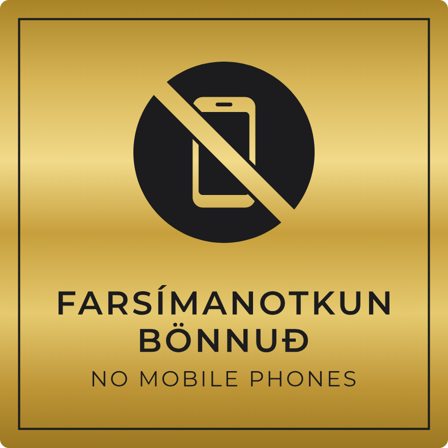Notkun farsíma bönnuð - bannskilti, gull