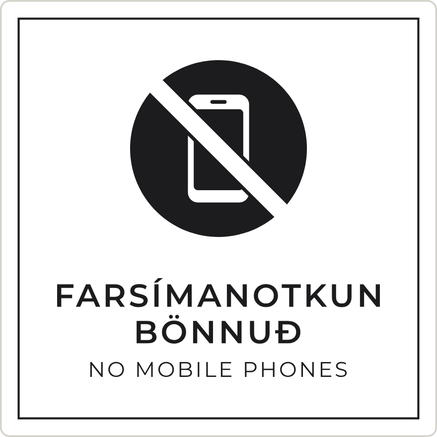 Notkun farsíma bönnuð - bannskilti, hvítt