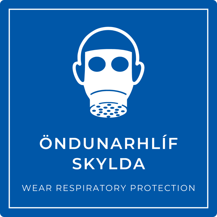 Öndunarhlíf skylda - boðskilti, blátt