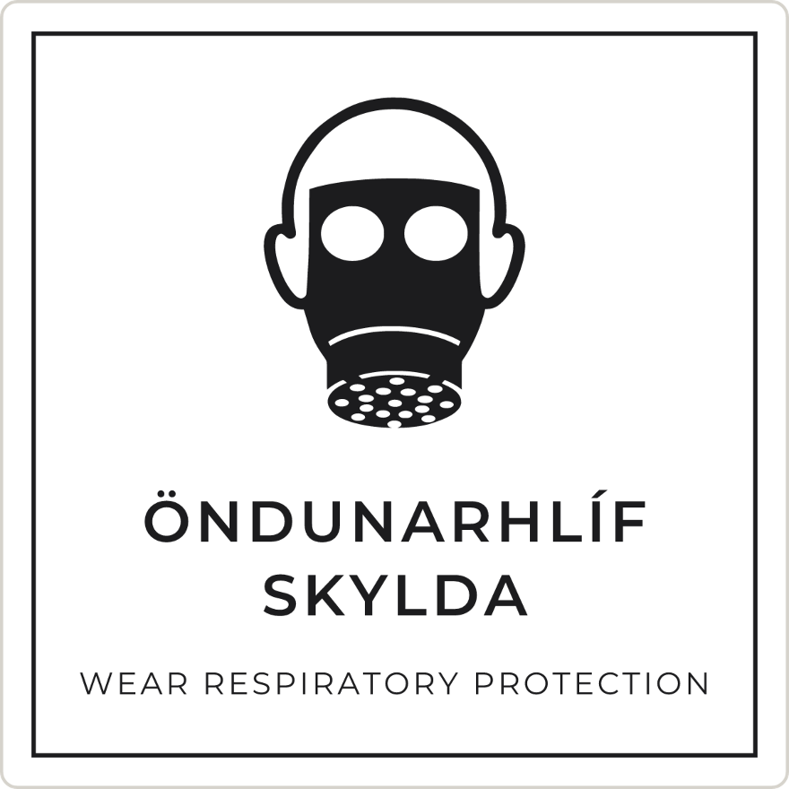Öndunarhlíf skylda - boðskilti, hvítt