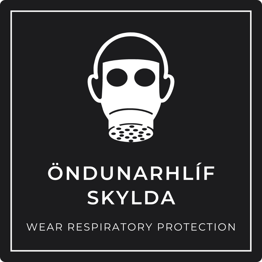 Öndunarhlíf skylda - boðskilti, svart