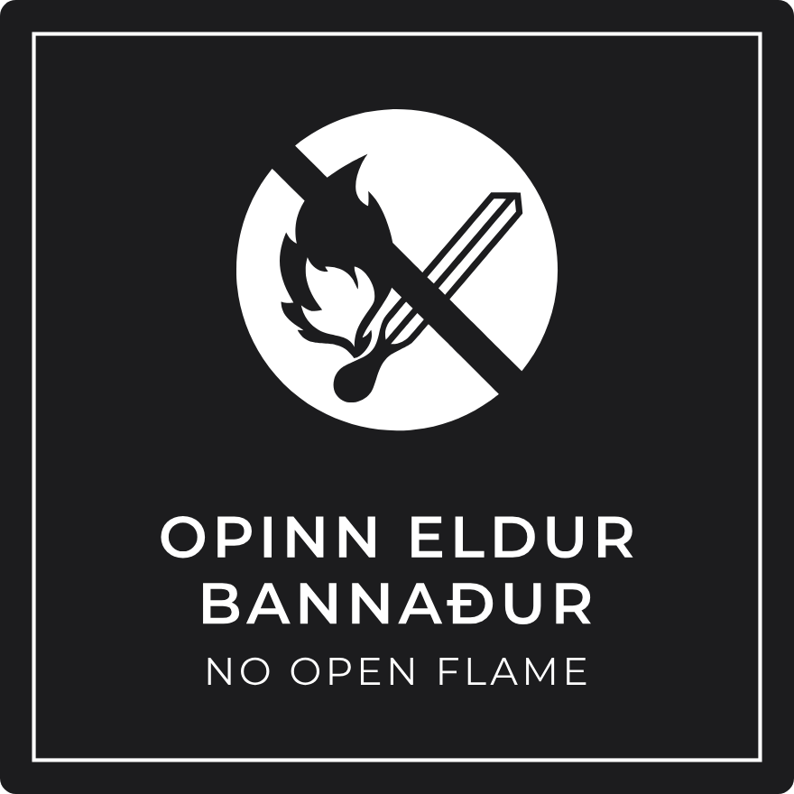 Opinn eldur bannaður - bannskilti, svart