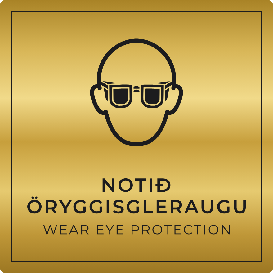 Notið öryggisgleraugu - boðskilti, gull
