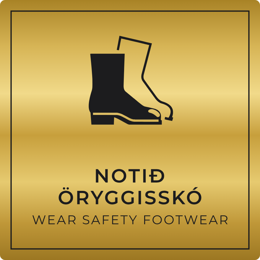 Notið öryggisskó - boðskilti, gull