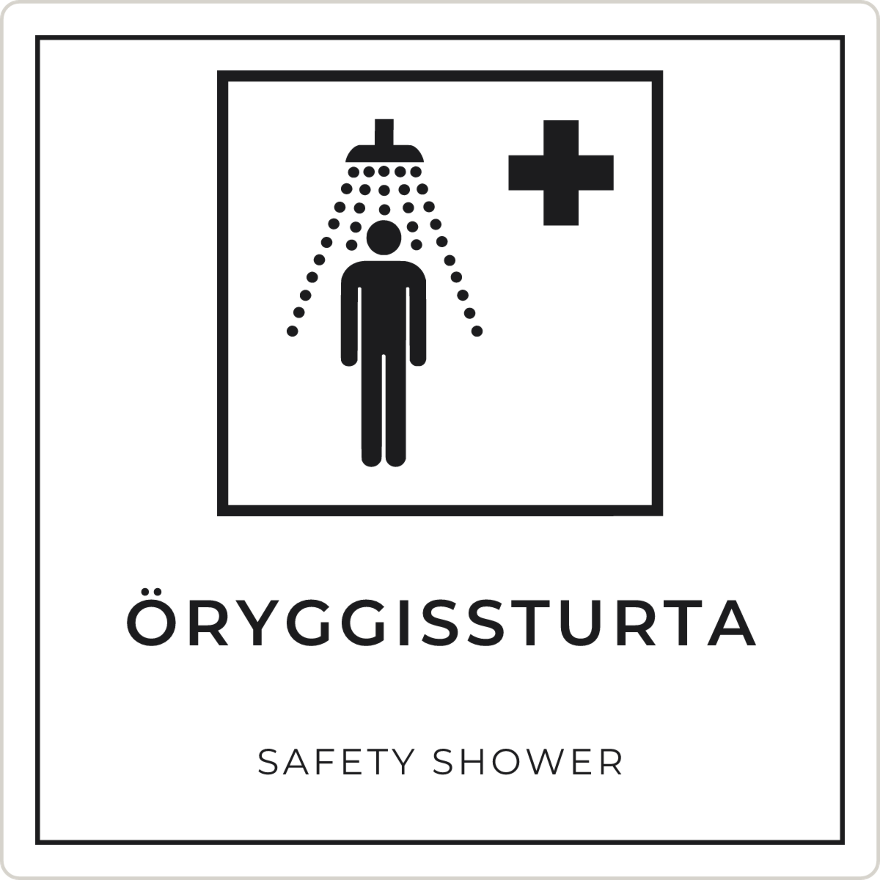 Öryggissturta - neyðarskilti, hvítt