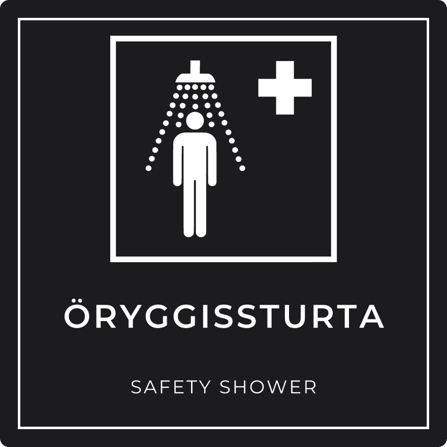 Öryggissturta - neyðarskilti, svart