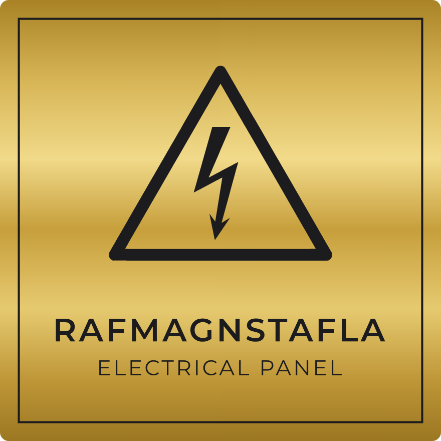 Rafmagnstafla - viðvörunarskilti, gull