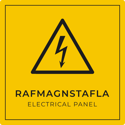 Rafmagnstafla - viðvörunarskilti, gult