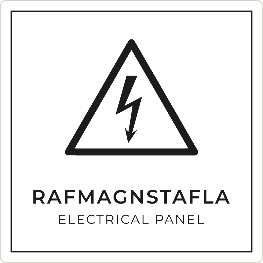 Rafmagnstafla - viðvörunarskilti, hvítt
