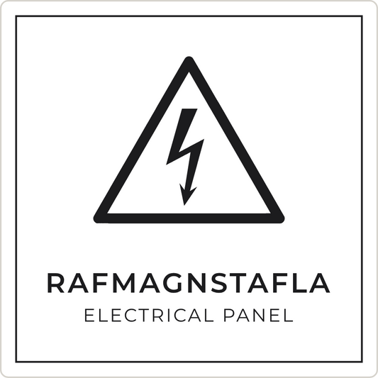 Rafmagnstafla - viðvörunarskilti, hvítt