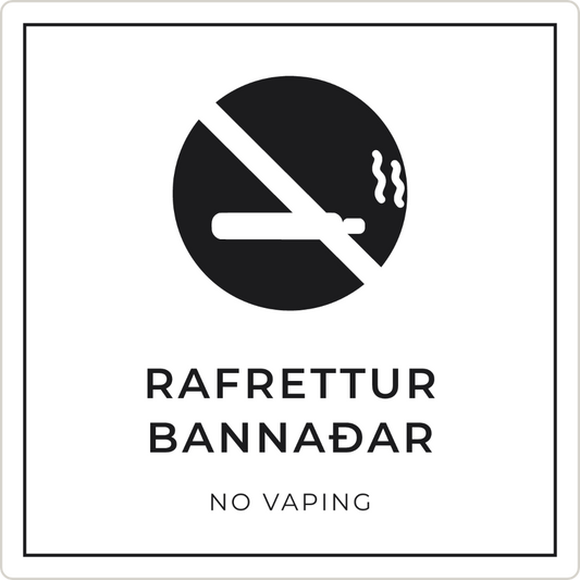 Rafrettur bannaðar - bannskilti, hvítt