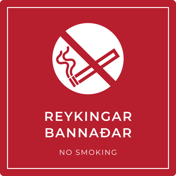 Reykingar bannaðar – grafið bannskilti, íslenska og enska
