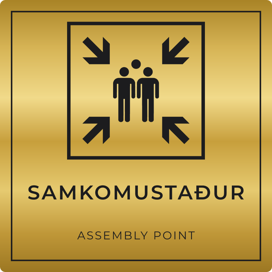 Samkomustaður - neyðarskilti, gull