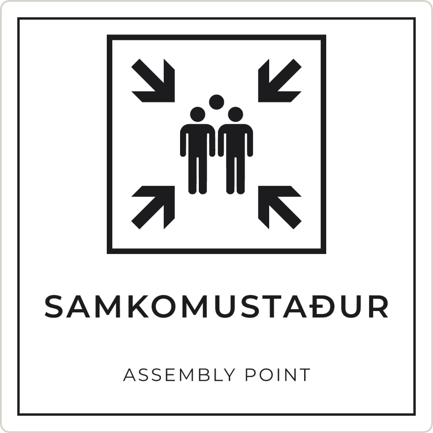 Samkomustaður - neyðarskilti, hvítt