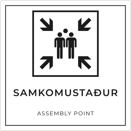 Samkomustaður - neyðarskilti, hvítt