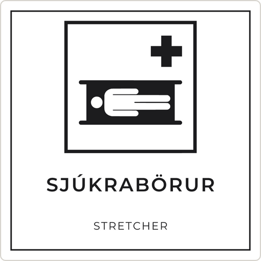 Sjúkrabörur - neyðarskilti, hvítt