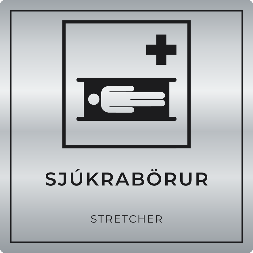 Sjúkrabörur - neyðarskilti, silfur