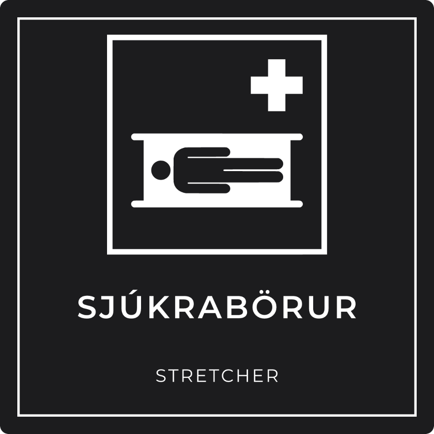 Sjúkrabörur - neyðarskilti, svart