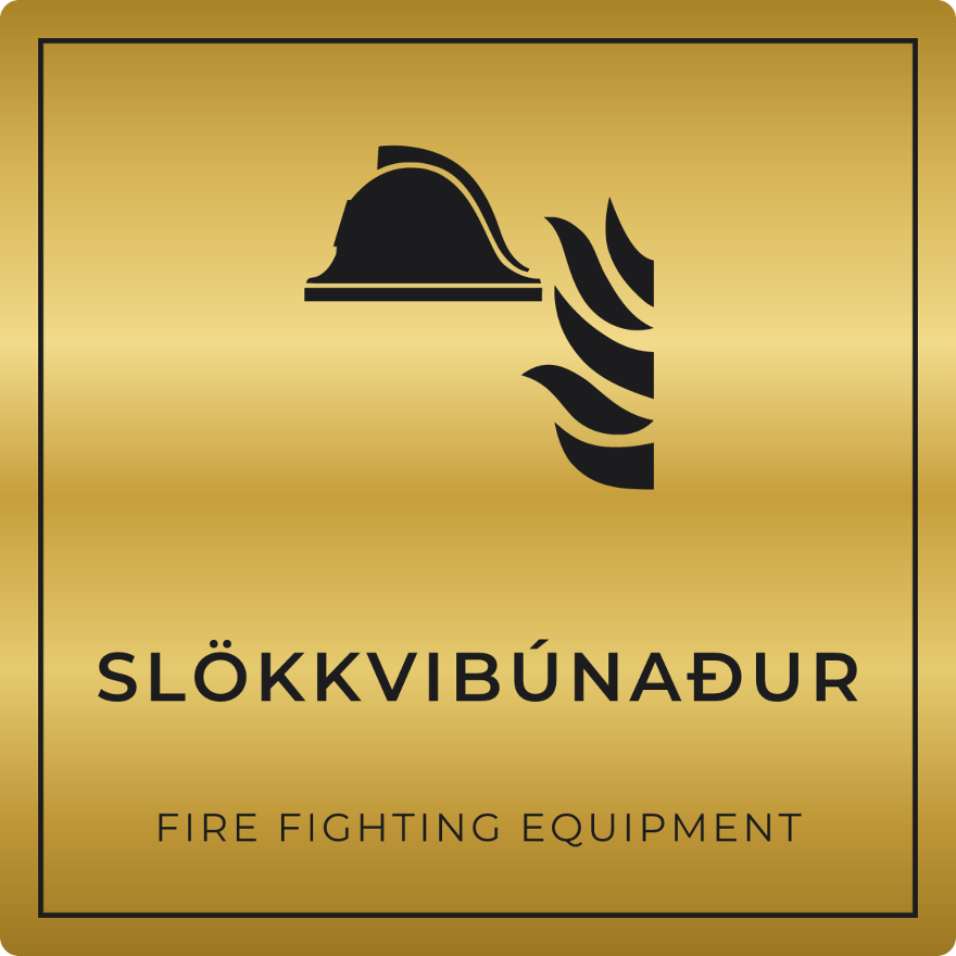 Slökkvibúnaður - brunaskilti, gull