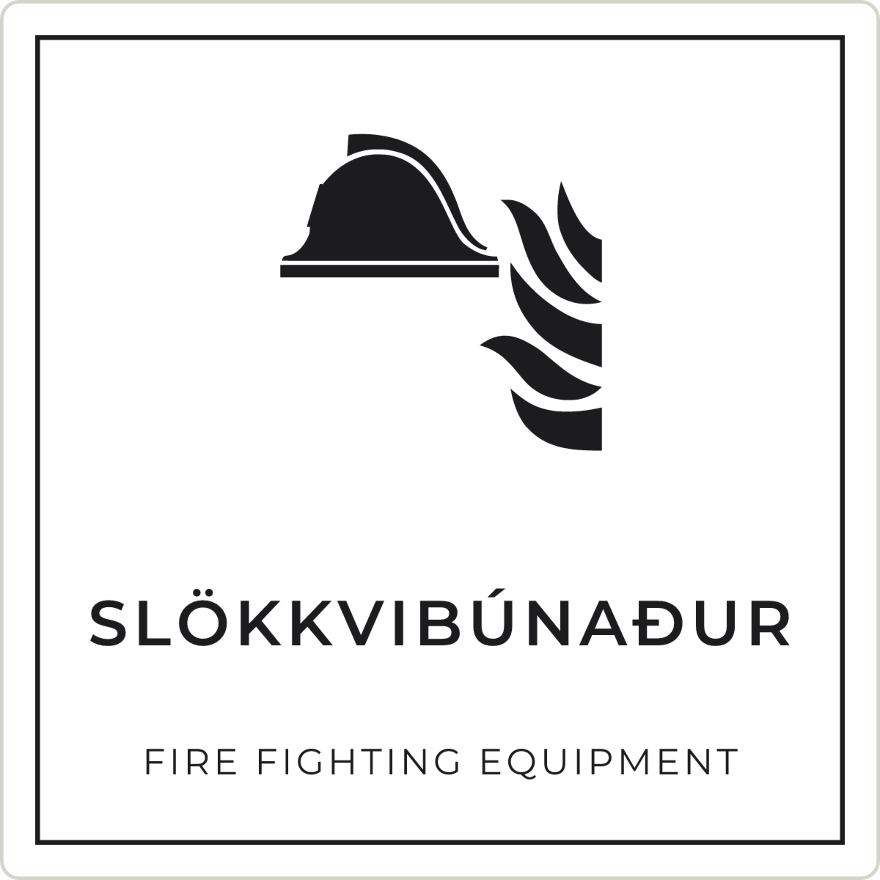 Slökkvibúnaður - brunaskilti, hvítt