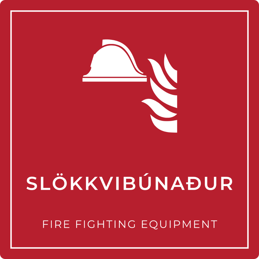 Slökkvibúnaður - brunaskilti, rautt