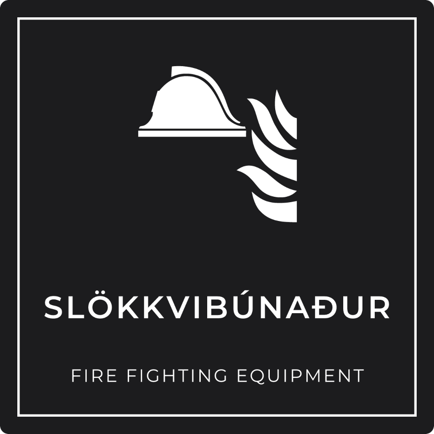 Slökkvibúnaður - brunaskilti, svart
