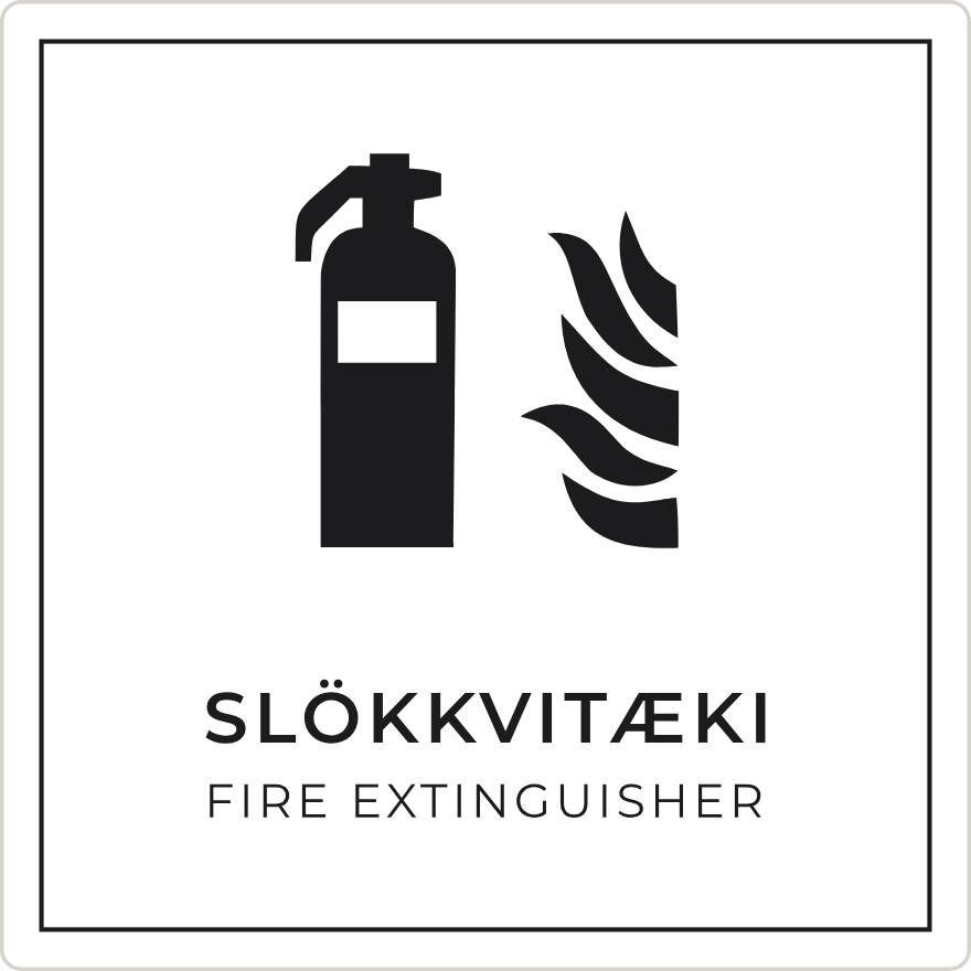 Slökkvitæki - brunaskilti, hvítt
