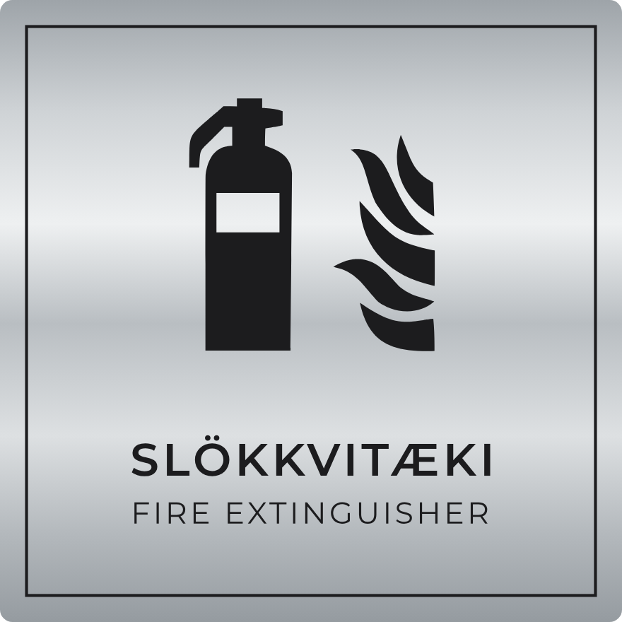 Slökkvitæki - brunaskilti, silfur