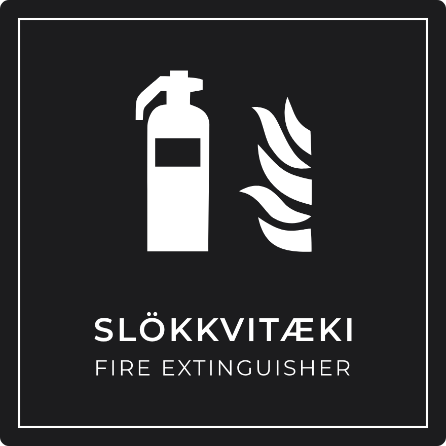 Slökkvitæki - brunaskilti, svart