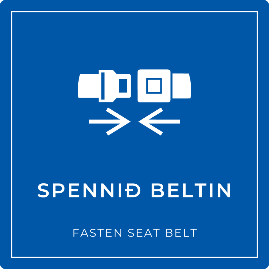 Spennið beltin - boðskilti, blátt