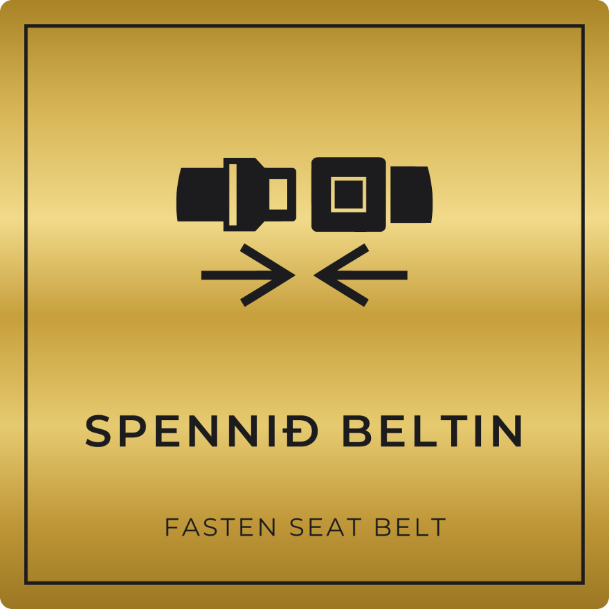 Spennið beltin - boðskilti, gull