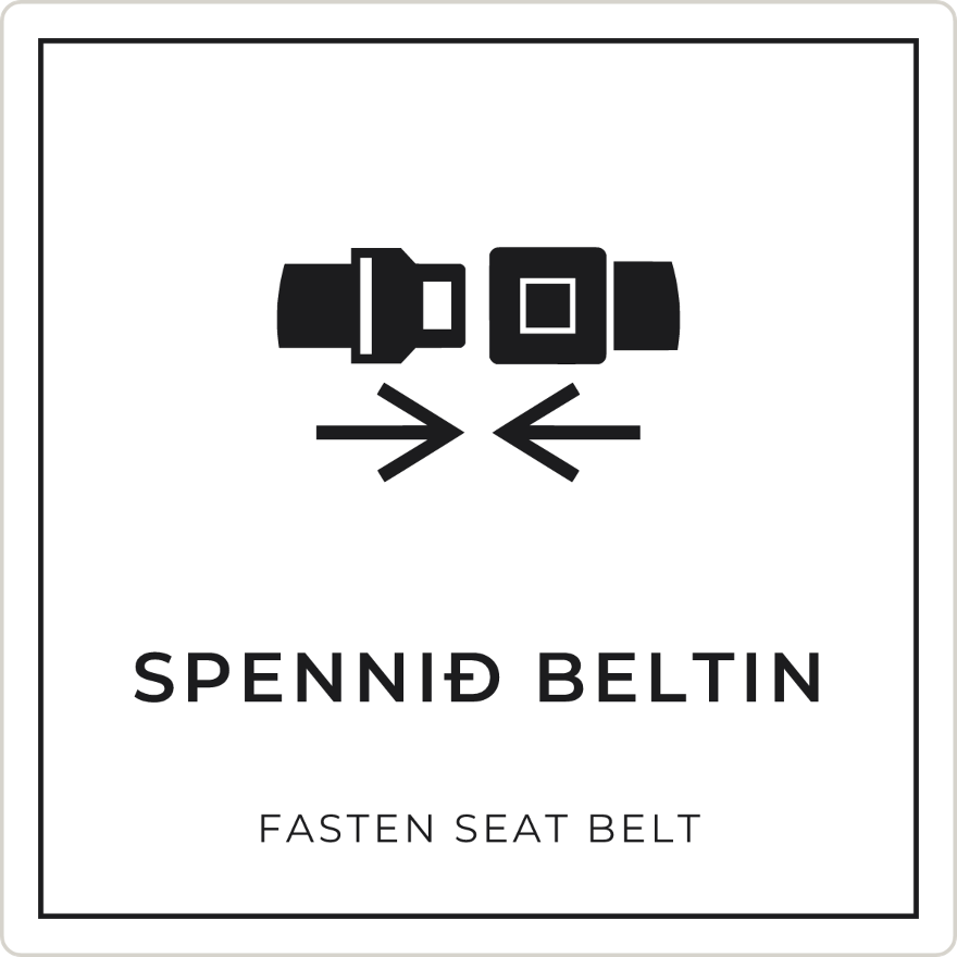 Spennið beltin - boðskilti, hvítt