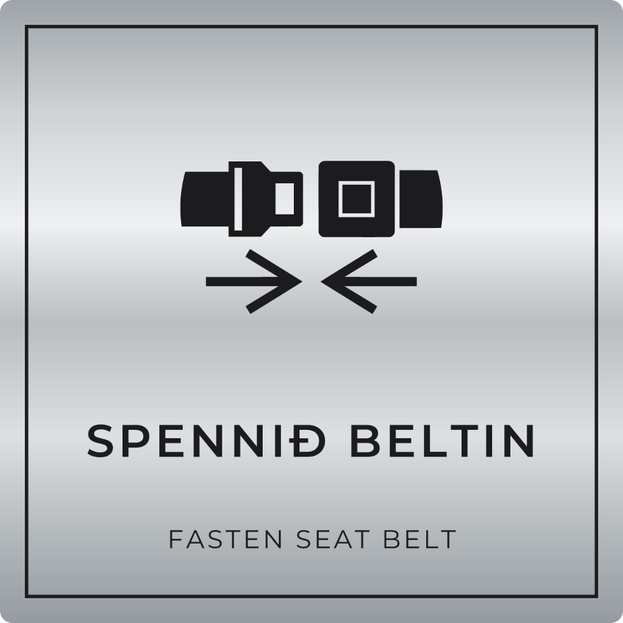 Spennið beltin - boðskilti, silfur