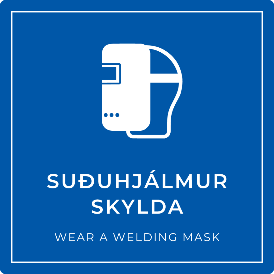 Suðuhjálmur skylda - boðskilti, blátt