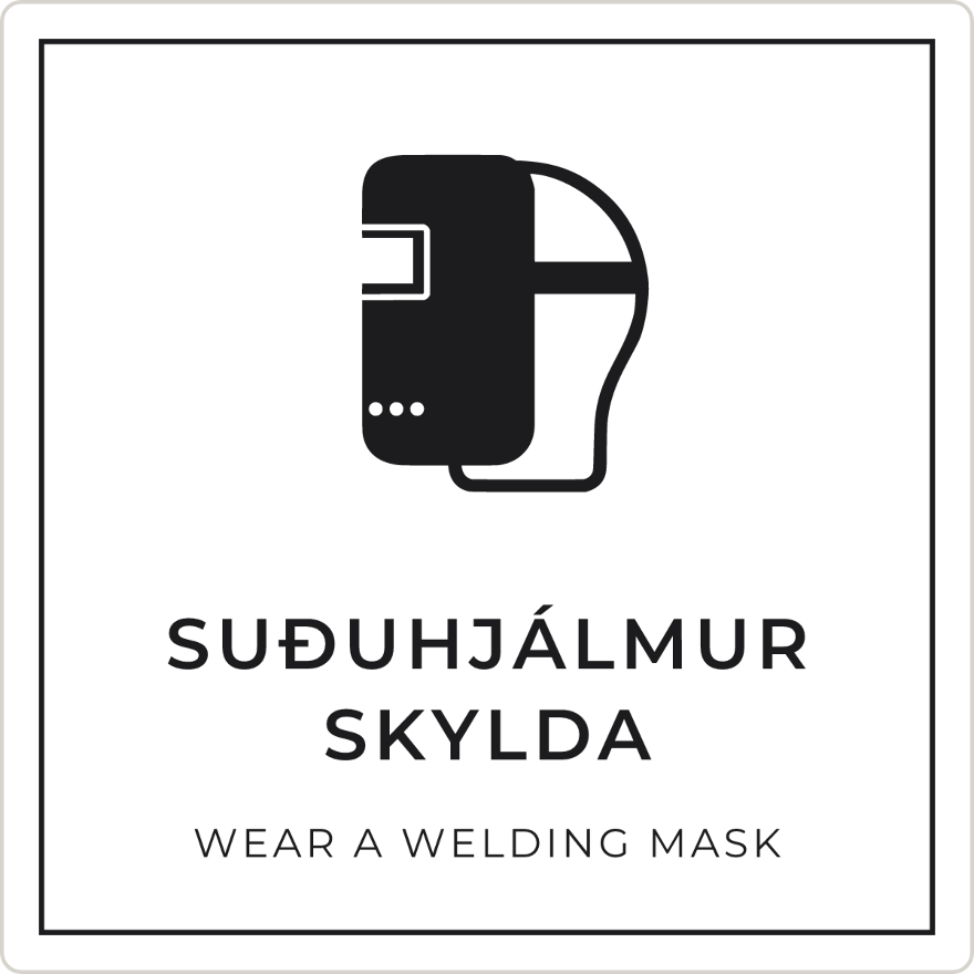 Suðuhjálmur skylda - boðskilti, hvítt