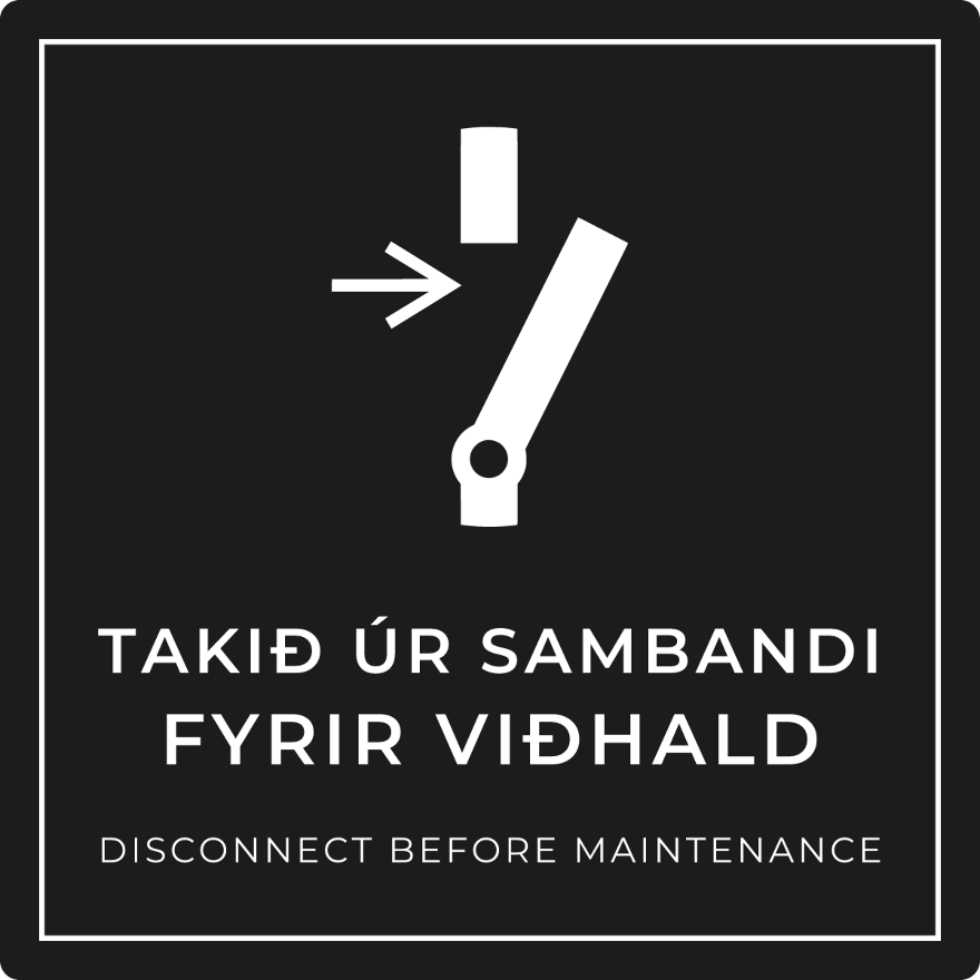 Takið úr sambandi fyrir viðhald - boðskilti, svart
