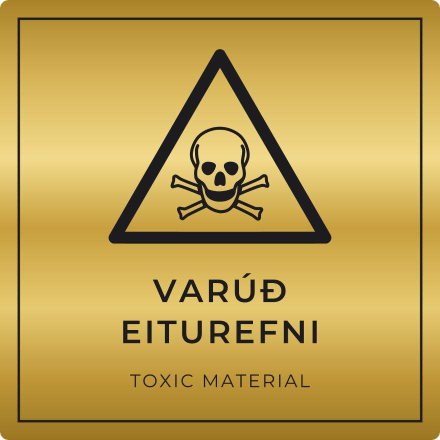 Varúð, eiturefni - viðvörunarskilti, gull