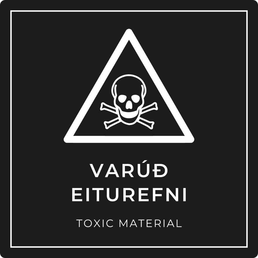 Varúð, eiturefni - viðvörunarskilti, svart
