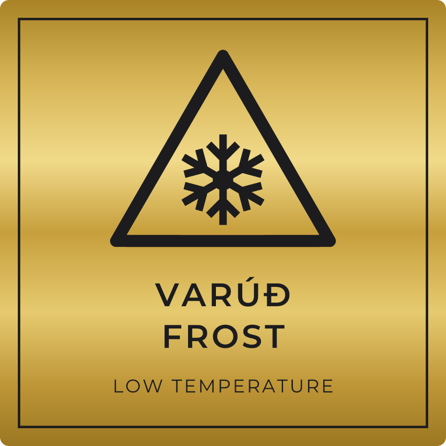 Varúð, frost - viðvörunarskilti, gull