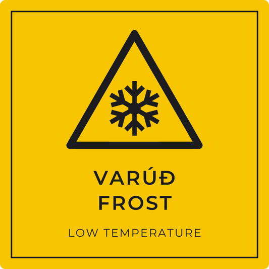 Varúð, frost - viðvörunarskilti, gult