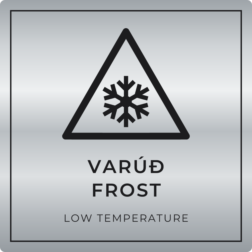 Varúð, frost - viðvörunarskilti, silfur
