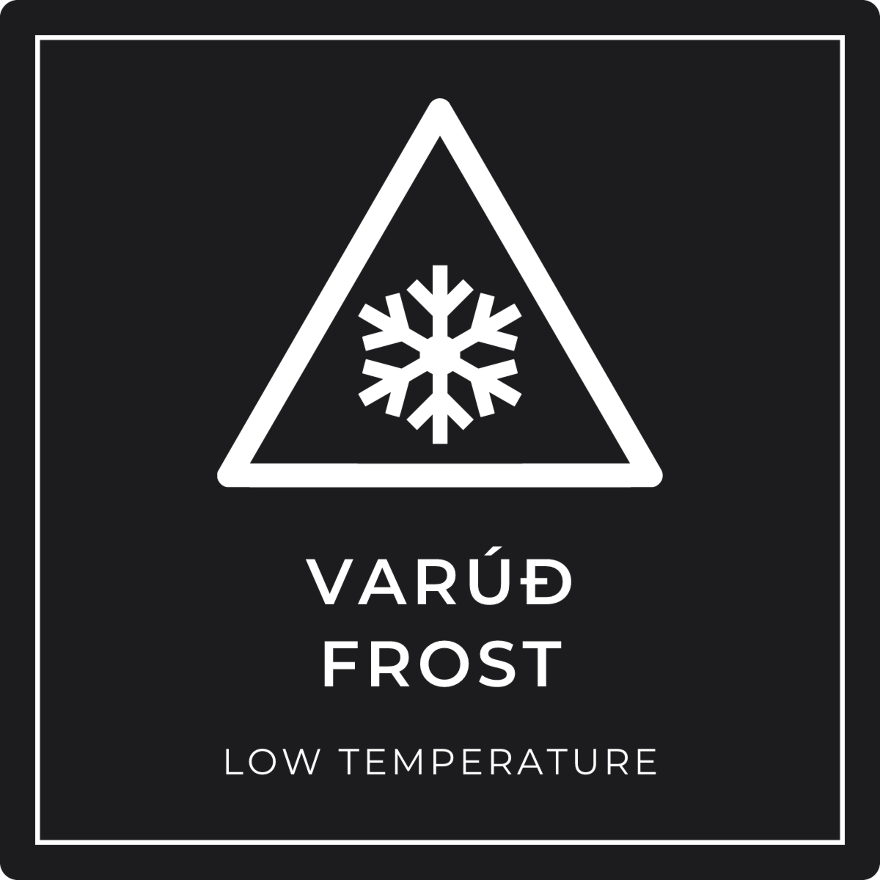 Varúð, frost - viðvörunarskilti, svart