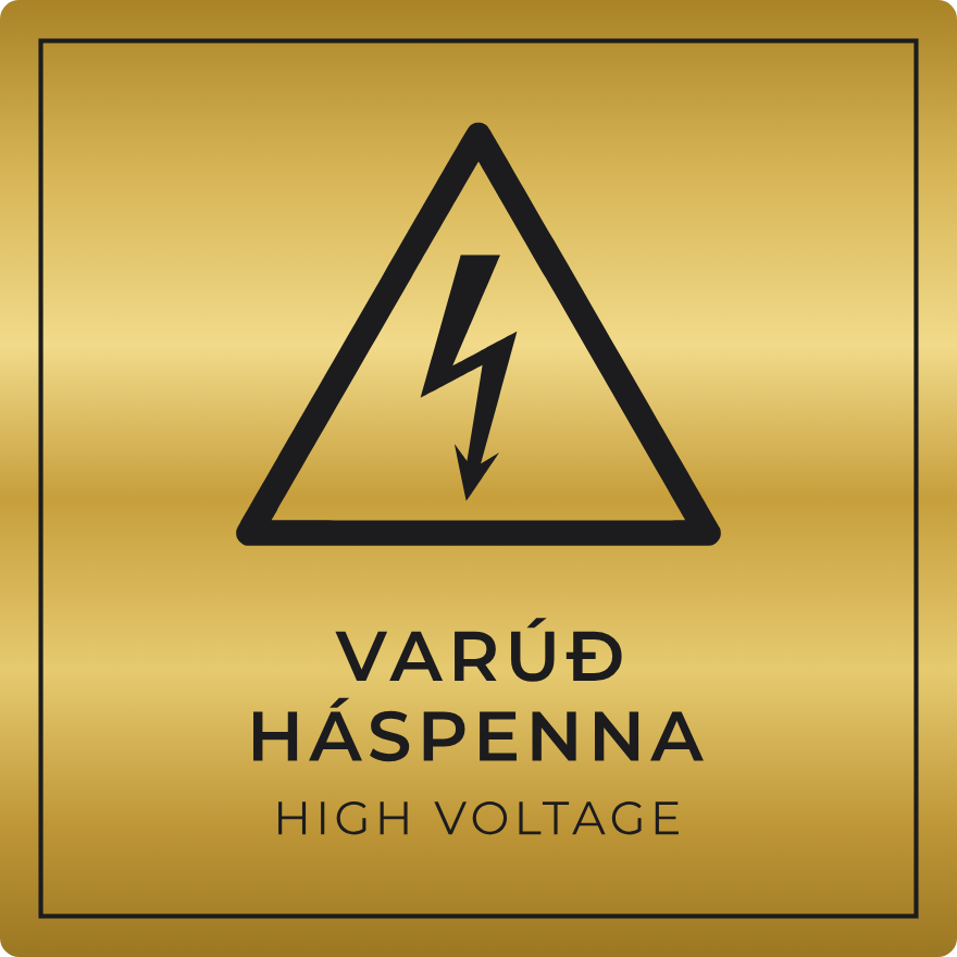 Varúð, háspenna - viðvörunarskilti, gull