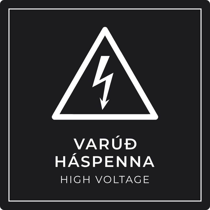 Varúð, háspenna - viðvörunarskilti, svart