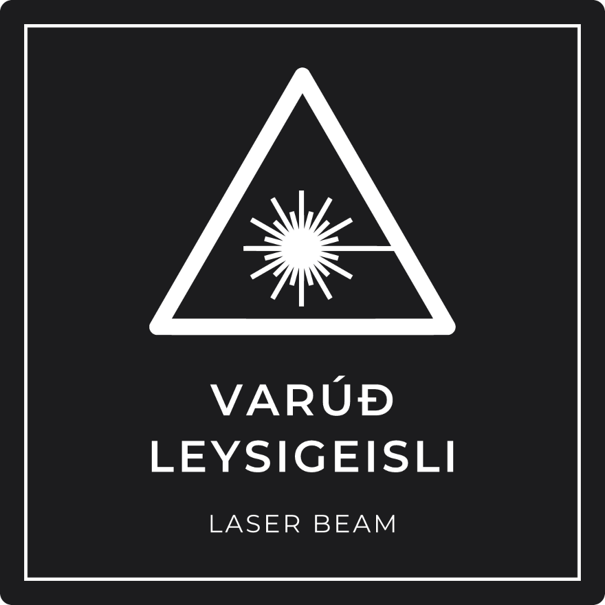 Varúð, leysigeisli - viðvörunarskilti, svart