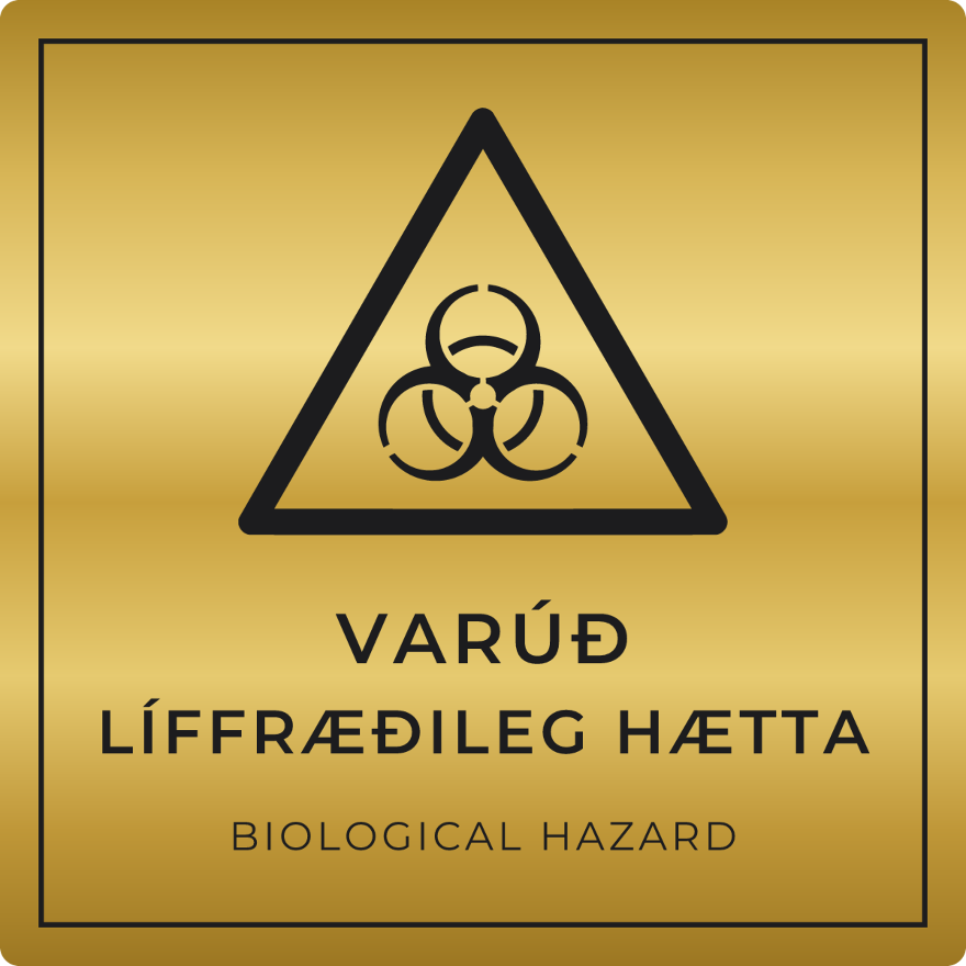 Varúð, líffræðileg hætta - viðvörunarskilti, gull