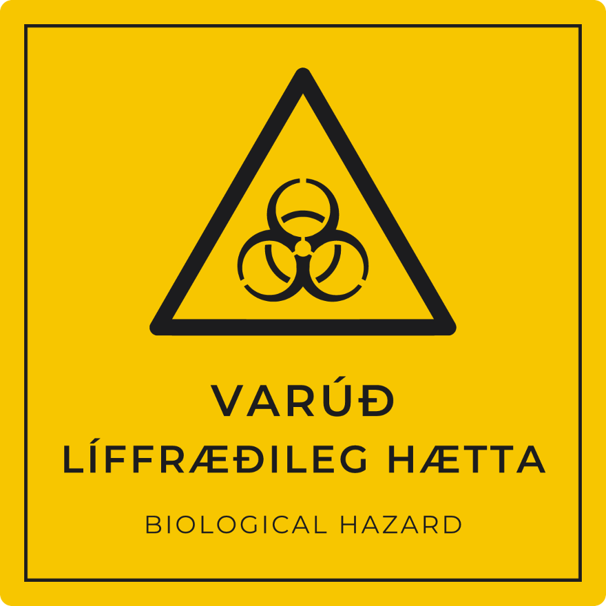Varúð, líffræðileg hætta - viðvörunarskilti, gult